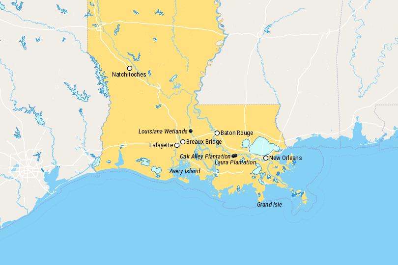 Map of Places to Visit in Louisiana