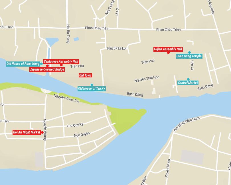 Map of Tourist Attractions in Hoi An