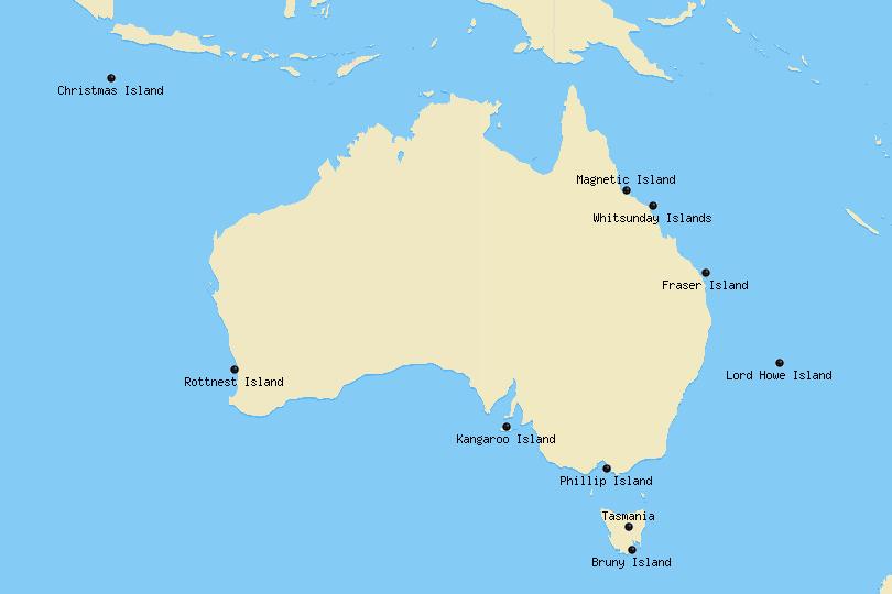 Map of the best Australian islands