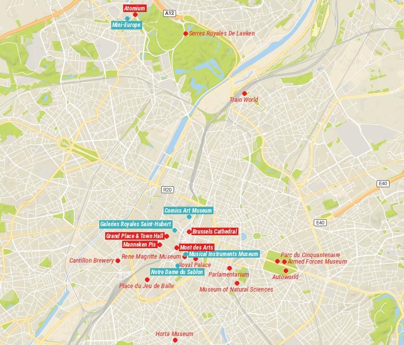 Map of Things to do in Brussels