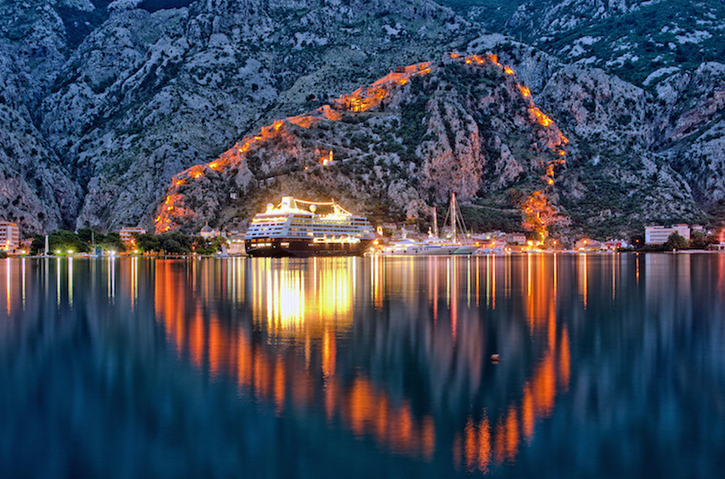 Kotor Waterfront By Night, Montenegro