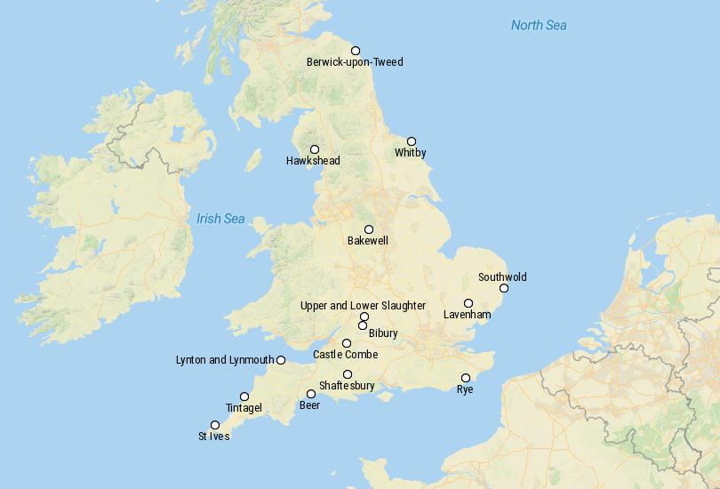 Map of Small Towns in England