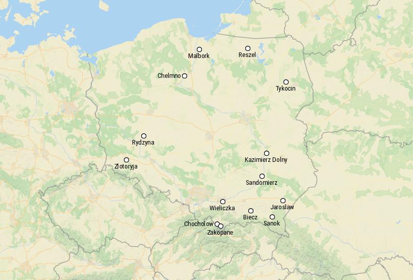 Map of Small Towns in Poland