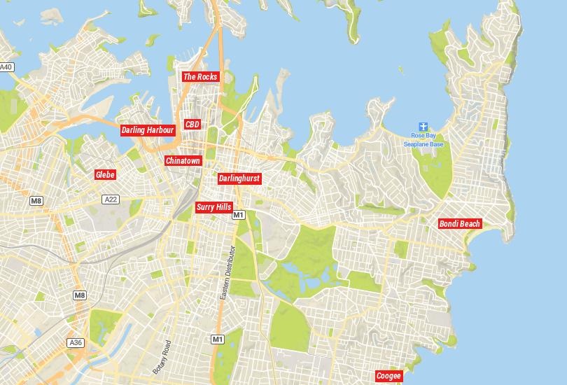 Sydney area map
