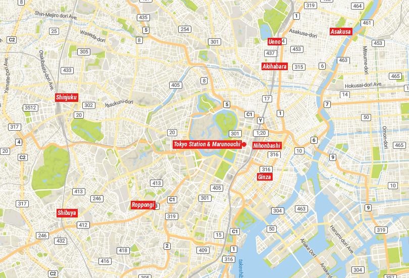 Map of Tokyo's top neighborhoods