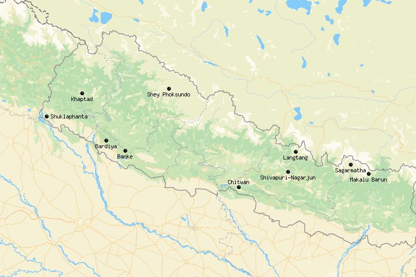 Map of National Parks in Nepal
