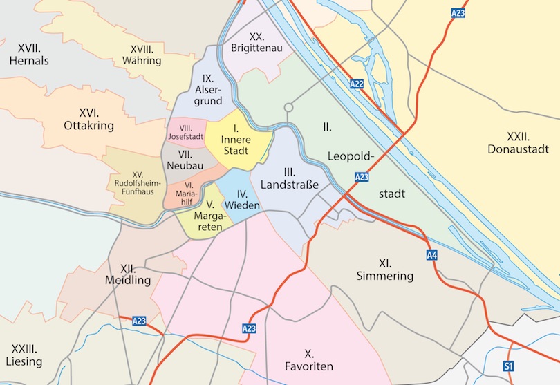 Vienna district map