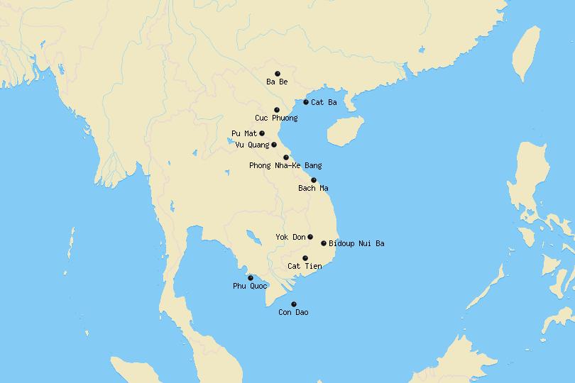 Map of National Parks in Vietnam