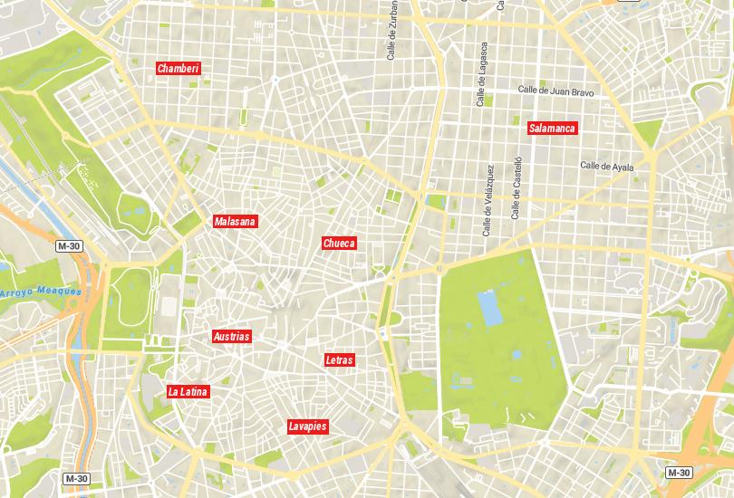 Map of Neighborhoods in Madrid