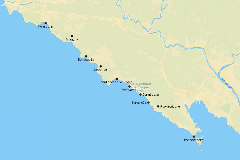 Where to Stay in Cinque Terre Map