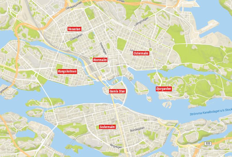 map of Neighborhoods in Stockholm