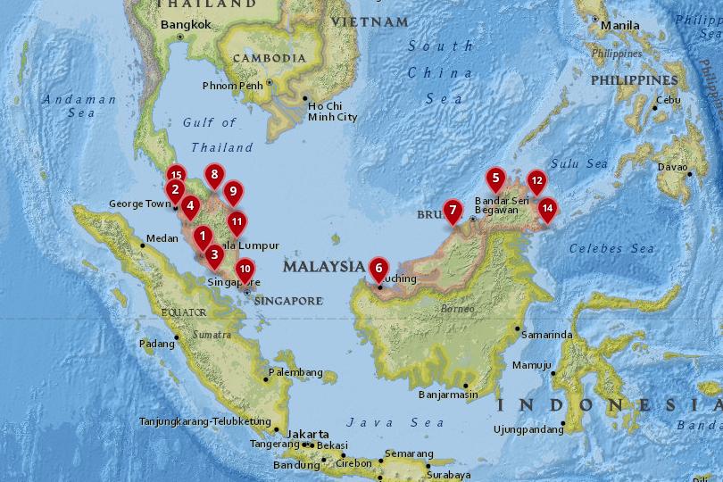 Map of cities in Malaysia