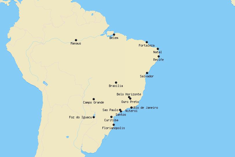 Map of cities in Brazil