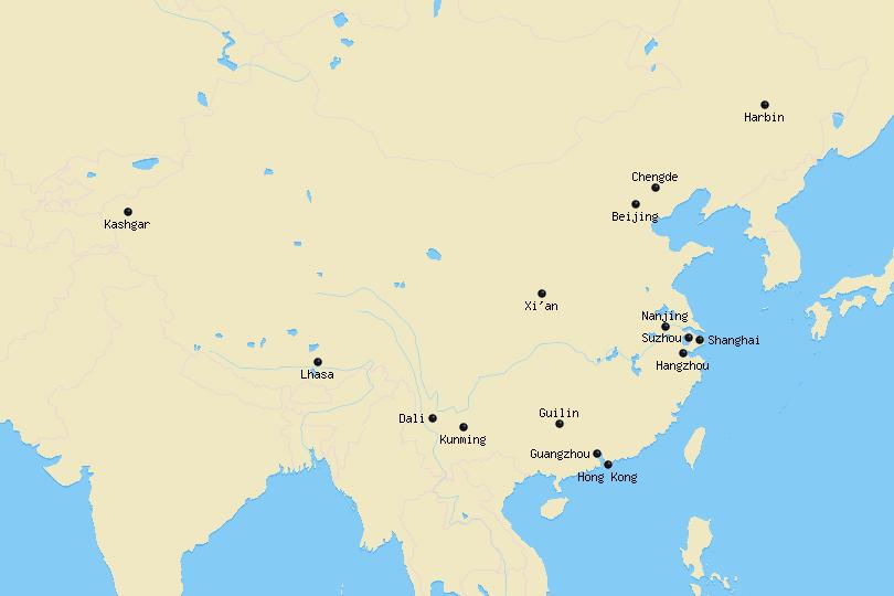 Map of cities in China