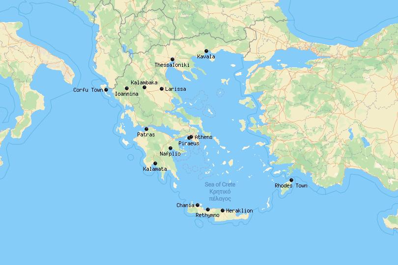 Map of cities in Switzerland