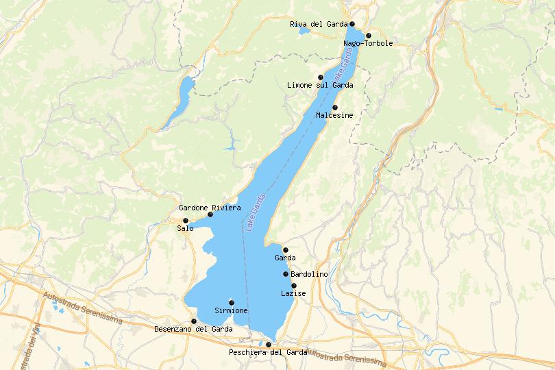 Map of Where to Stay in Lake Garda