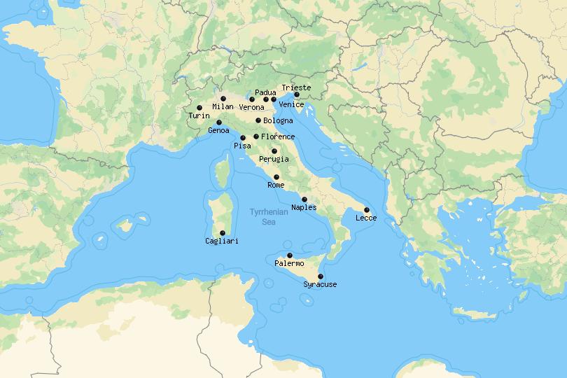 Map of Italian Cities
