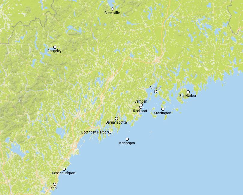 Map of Small Towns in Maine