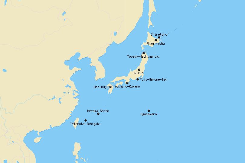 Map of national parks in Japan