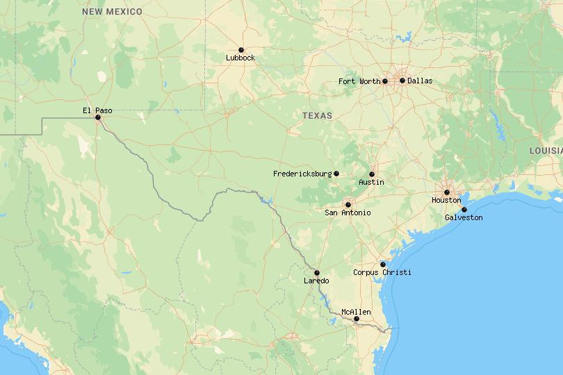 Map of Cities in Texas