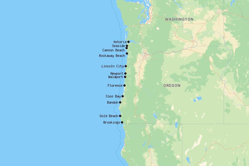 Map of the Oregon Coast