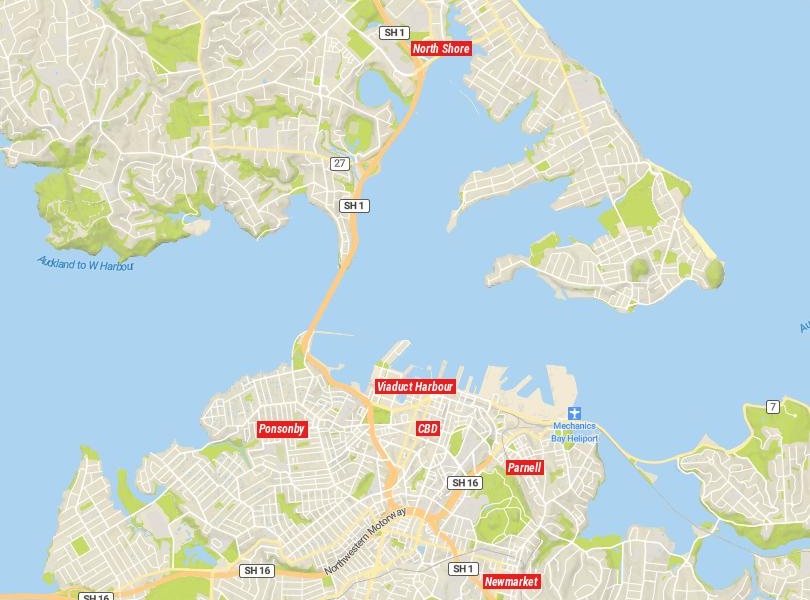 Map of Neighborhoods in Auckland
