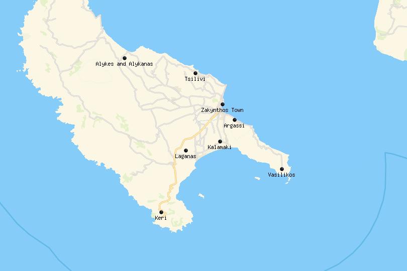 Where to Stay in Zakynthos map