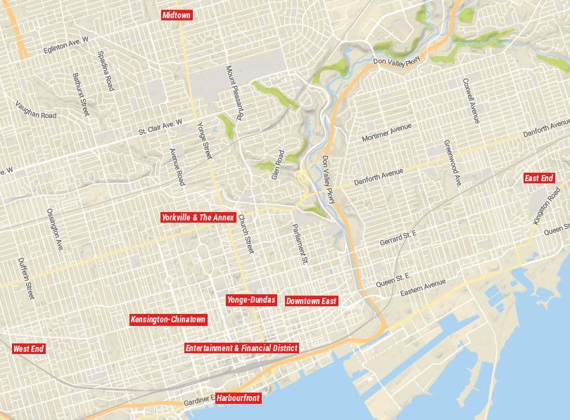Map of Neighborhoods in Toronto