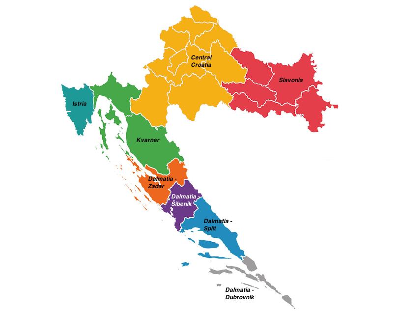 Croatia regions map