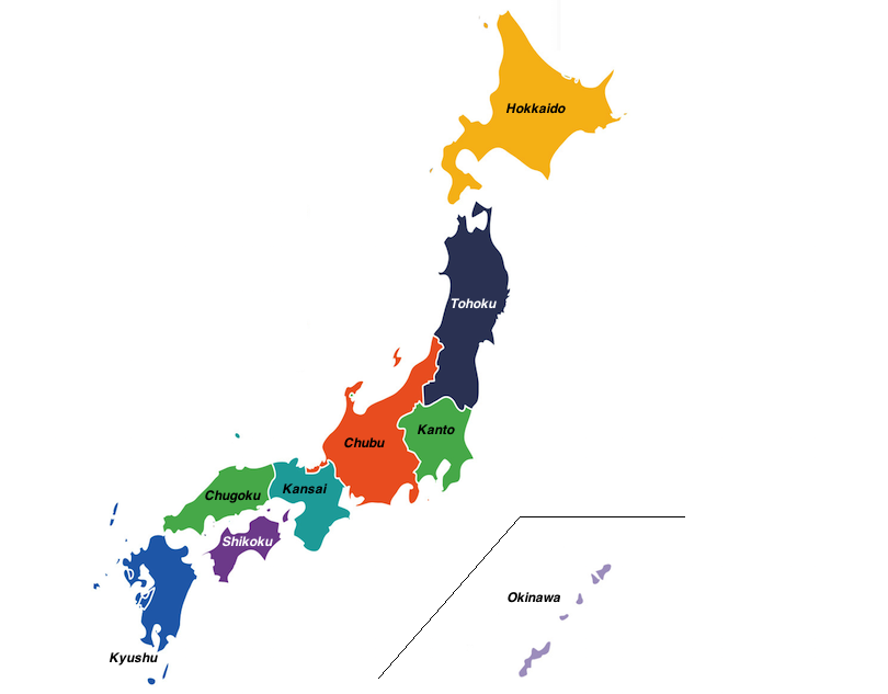 Japan regions map