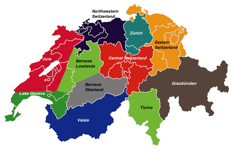 Switzerland regions map