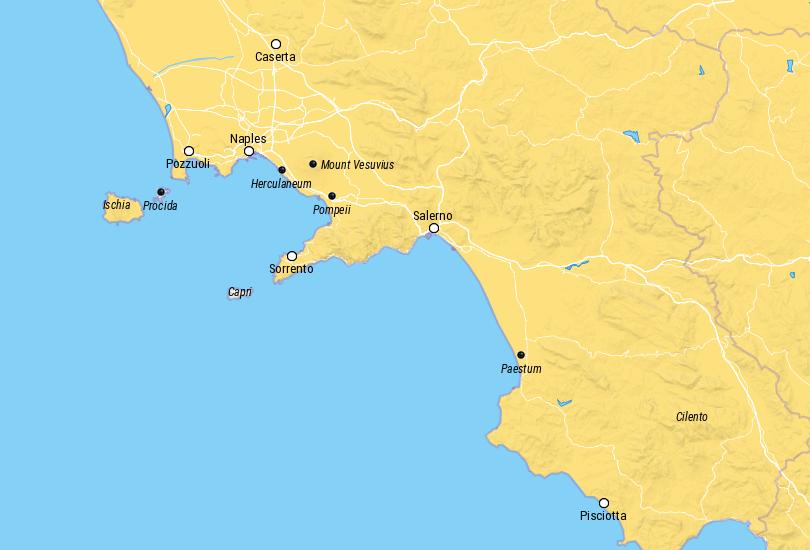 Map of Campania, Italy