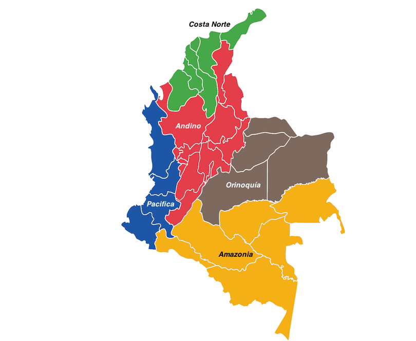 colombia regions map