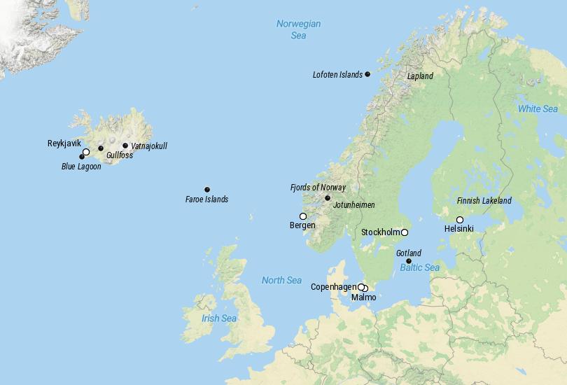 Map of Places to Visit in Northern Europe