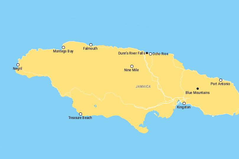 Map of the best places to visit in Jamaica