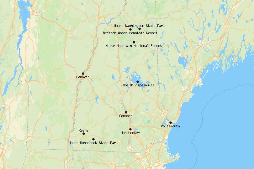 new hampshire tourism map