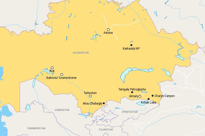Map of the best places in Kazakhstan