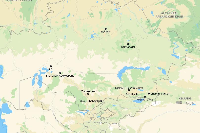 kazakhstan places map