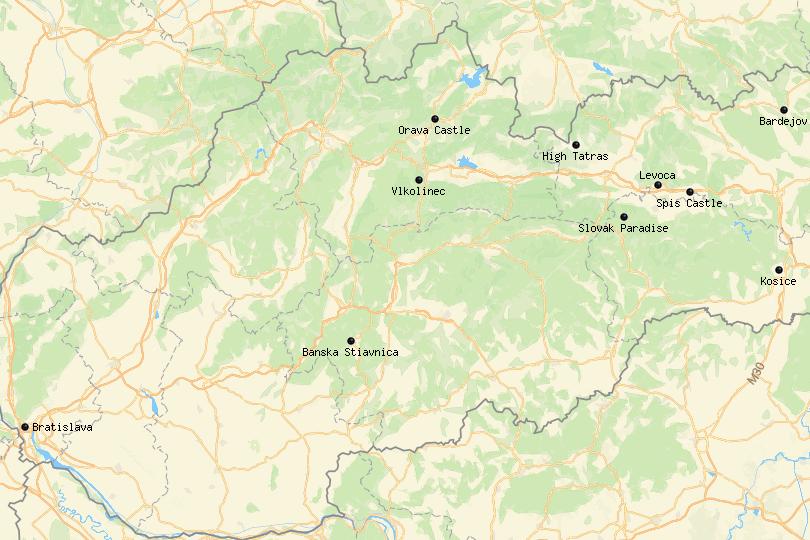 places in Slovakia Map