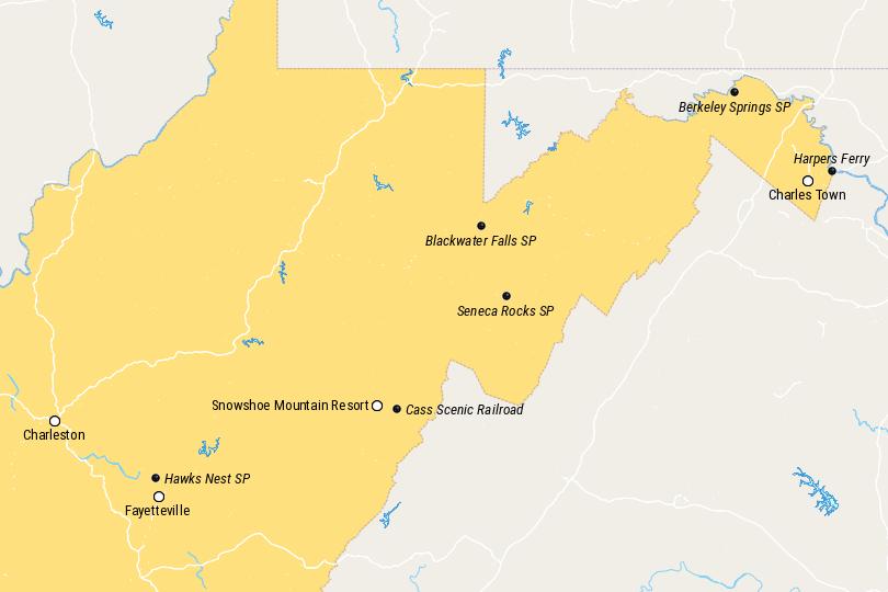 Places to Visit in West Virginia Map