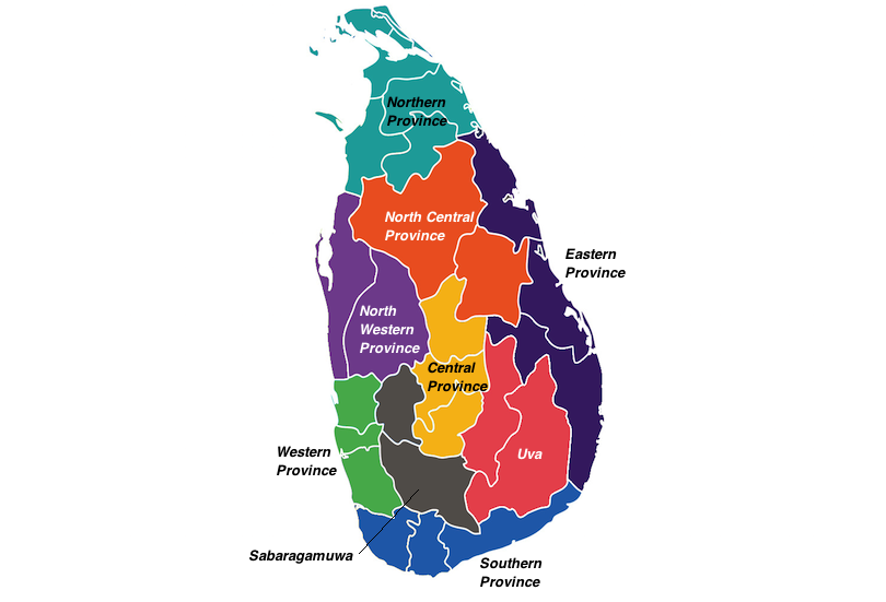 Provinces in Sri Lanka Map