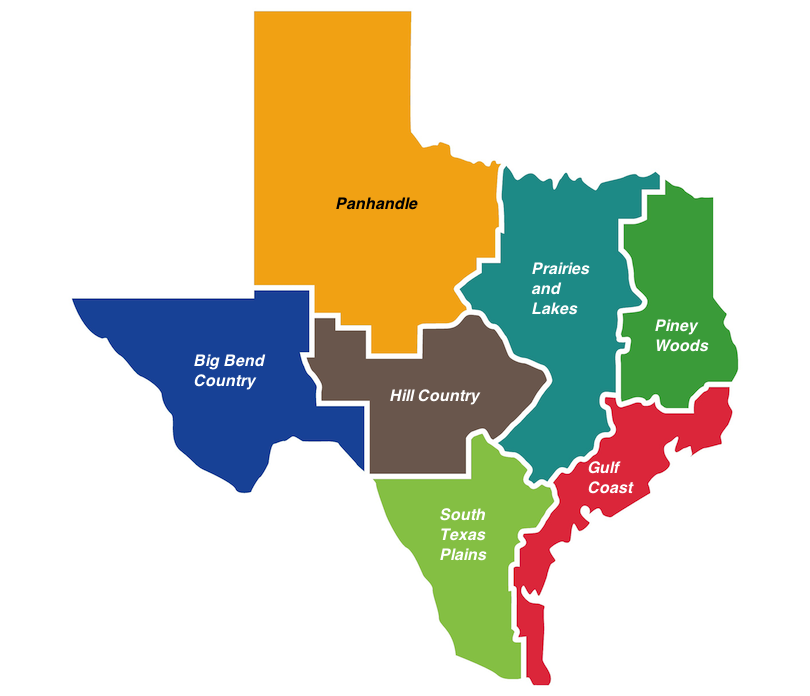 Regions of Texas Map