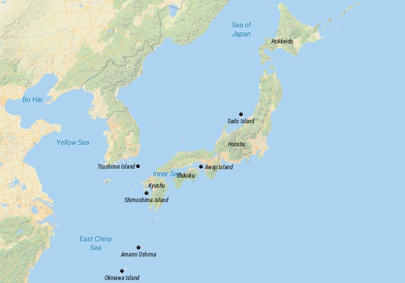 Map of Japan's Largest Islands