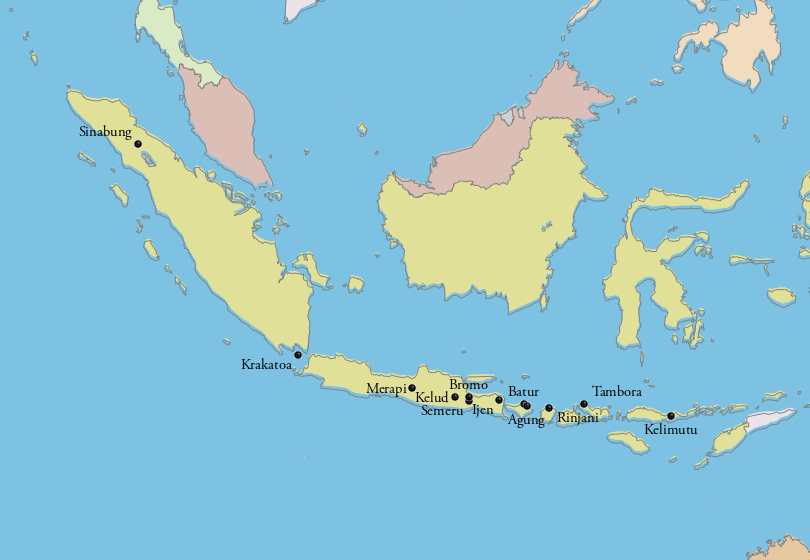 Indonesia Volcanoes Map
