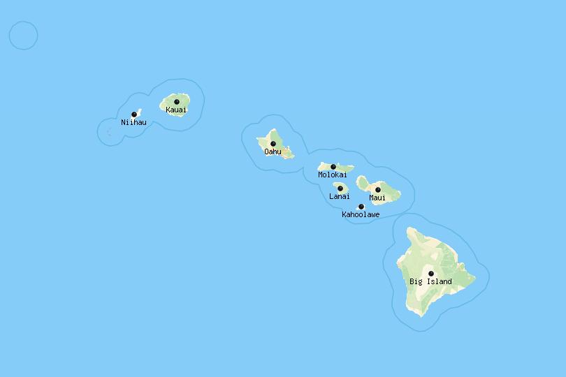Map of Largest Islands in Hawaii