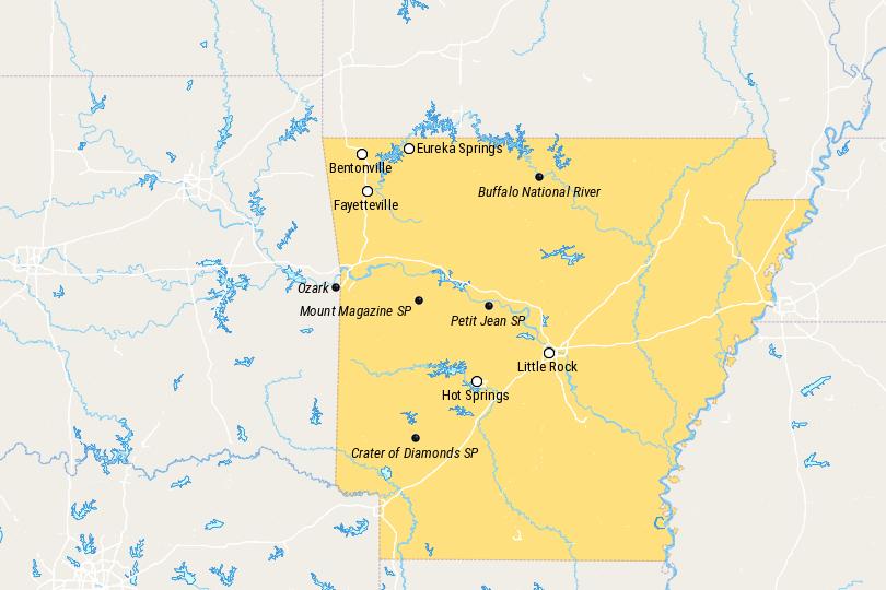 Map of Places to Visit in Arkansas