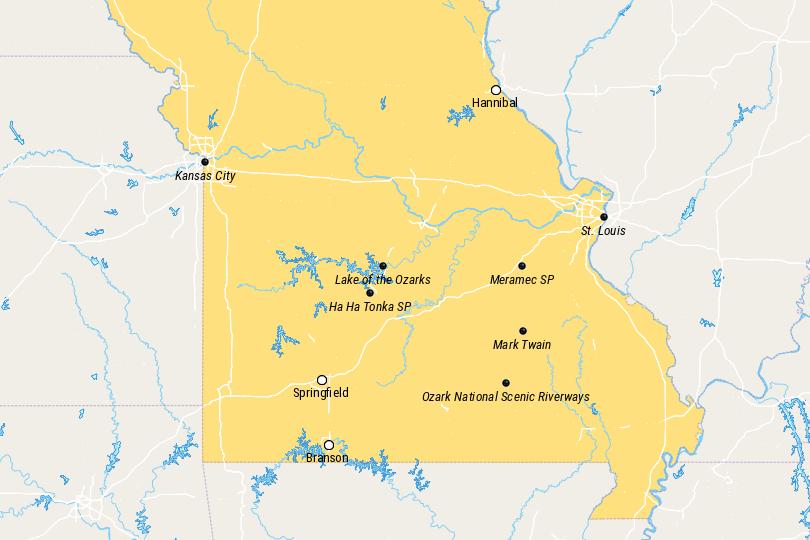 Map of Places to Visit in Missouri