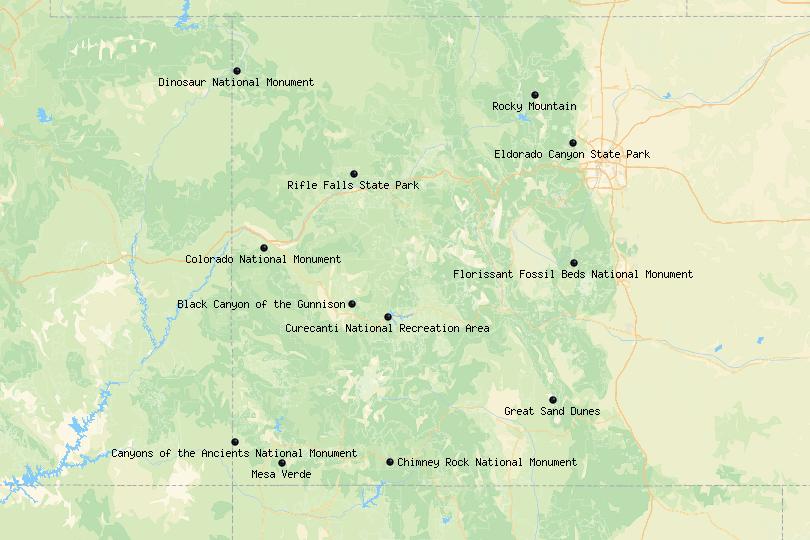 map of national parks in Colorado