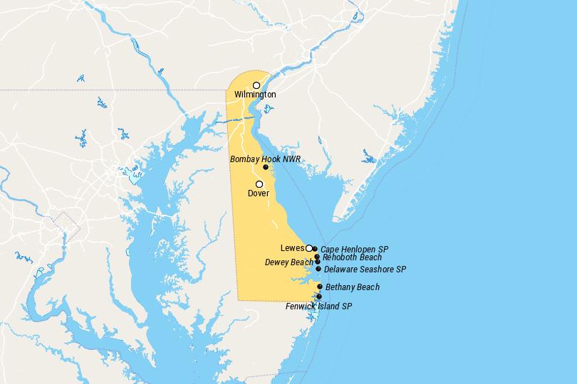 Places to Visit in Delaware Map