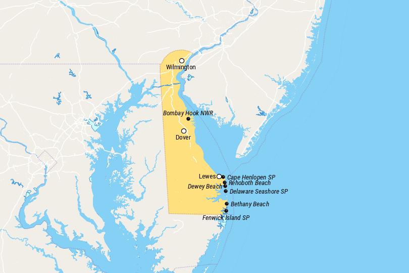 Places to Visit in Delaware Map